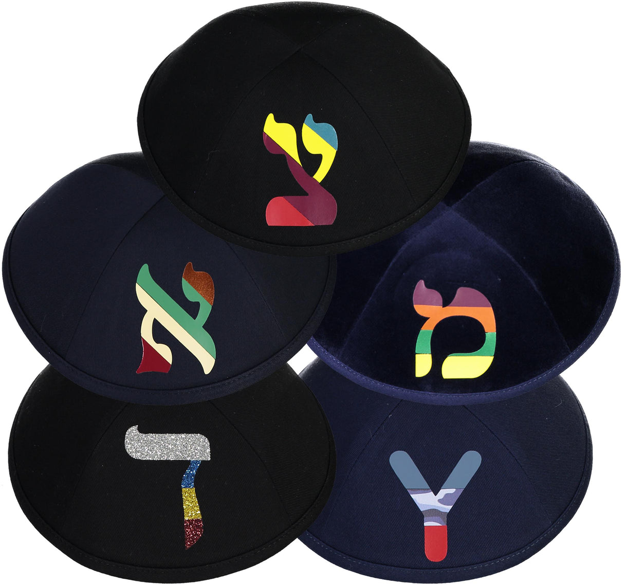 ShirtStop Boys Custom Vinyl Multicolored Initial Yarmulka