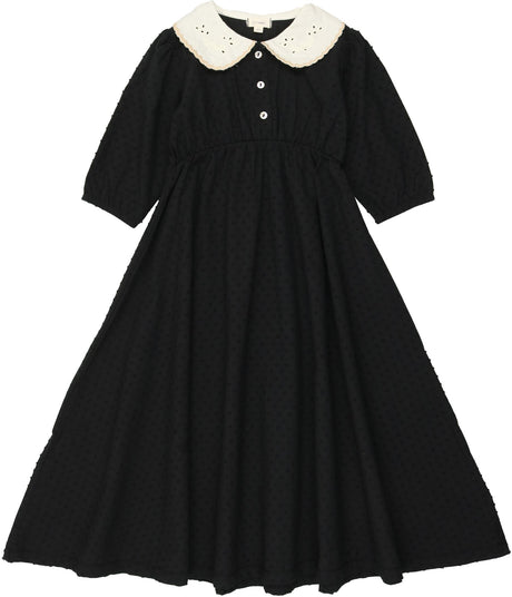 Lil Legs Shabbos Basic Collection Girls Swiss Dot 3/4 Sleeve Maxi Dress