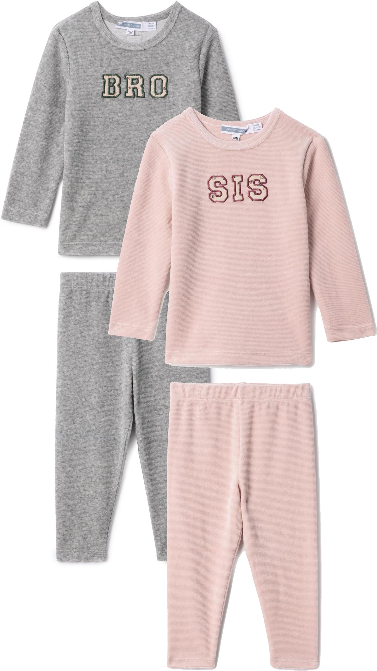 Whipped Cocoa Boys Girls Bro Sis Velour Pajamas - WB5CY2811E
