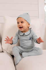 Pouf Baby Boys Girls French Grandpa Cotton Footie & Beanie Set