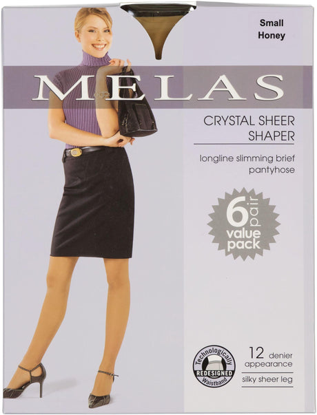 Melas Womens Sheer Shaper 12 Denier Pantyhose 6 Pack - AS-6116