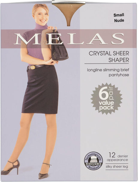 Melas Womens Sheer Shaper 12 Denier Pantyhose 6 Pack - AS-6116