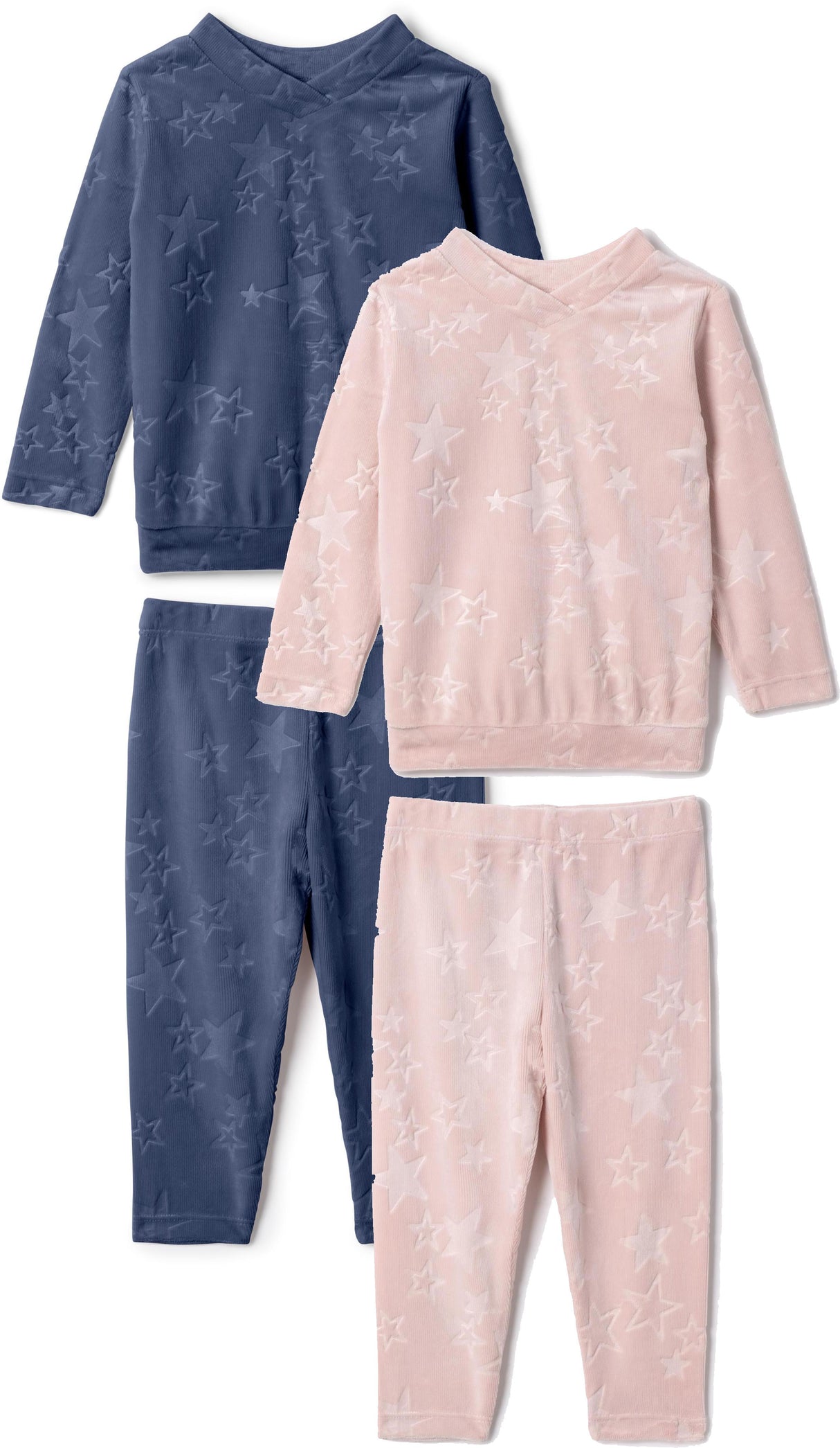 Whipped Cocoa Boys Girls Embossed Stars Velour Pajamas - WB5CY2837E