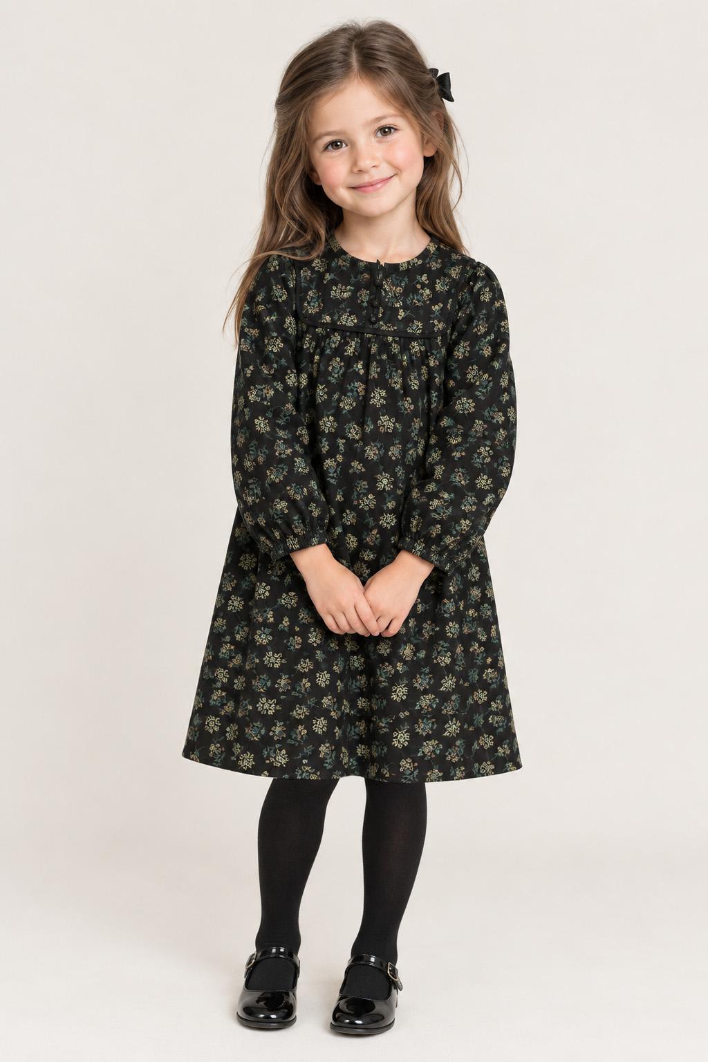 Lilou Girls Quilted Floral Dress - C-30121