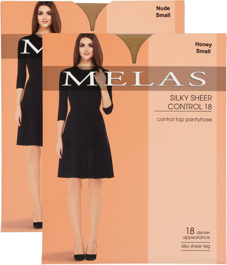 Melas Womens Silky Sheer Control Top 18 Denier Pantyhose - AS-622