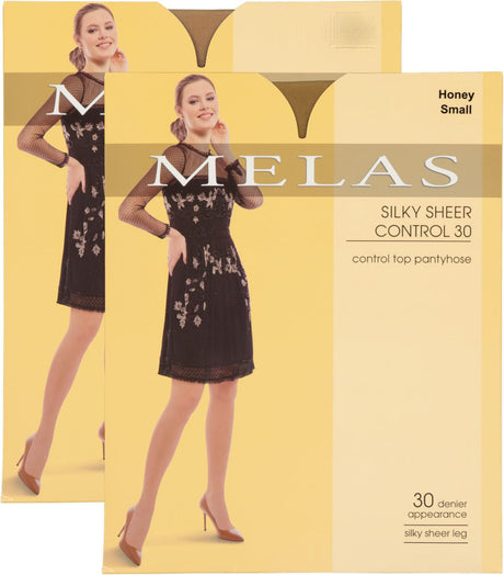 Melas Womens Silky Sheer Control Top 30 Denier Pantyhose - AS-627