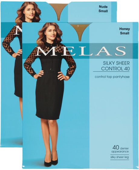 Melas Womens Silky Sheer Control Top 40 Denier Pantyhose - AS-632