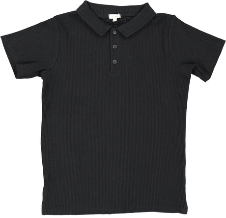 Lil Legs Ribbed Fashion Collection Boys Short Sleeve Polo Shirt