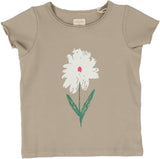 Analogie by Lil Legs Taupe Collection Girls Flower Short Sleeve T-shirt Tee - TFT