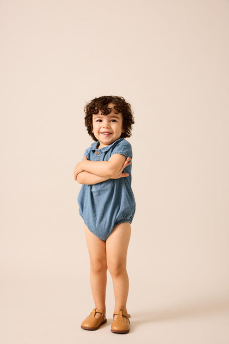 Analogie by Lil Legs Dainty Denim Collection Baby Boys Dainty Denim Romper - DDBR