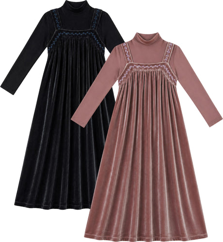 Seal Girls Stitched Leaves Velour Robe - WB6CY3046J
