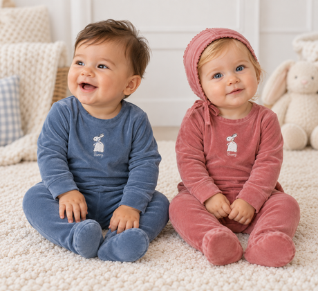 Bondoux Bebe Baby Boys Girls Sweet Bunny Velour Footie - W26-333B
