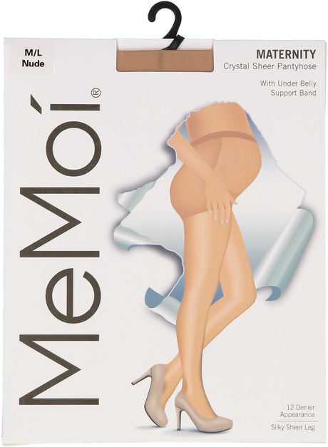 Memoi Womens Maternity 12 Denier Crystal Sheer Pantyhose with Under Belly Support Band - MA-401