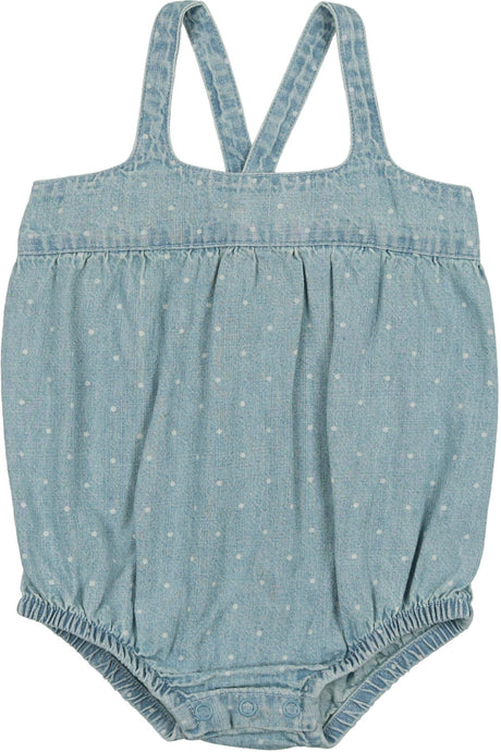 Analogie by Lil Legs Printed Denim Collection Baby Toddler Boys Girls Dot Romper