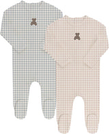 Ely's & Co Baby Boys Girls Gingham Teddy Cotton Footie - AW26-0035-0037