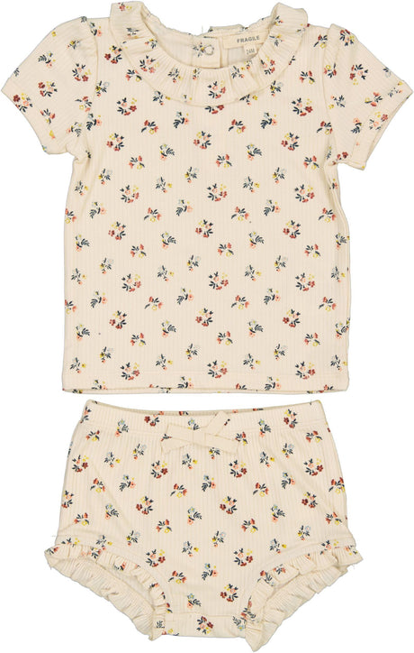 Fragile Baby Girls Ribbed Floral Outfit - SB4CP4984ES