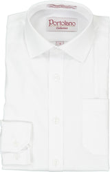 Portolano Boys Long Sleeve White Textured Dress Shirt - 2630