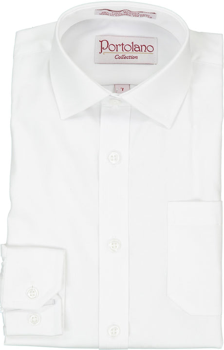 Portolano Boys Long Sleeve White Textured Dress Shirt - 2630