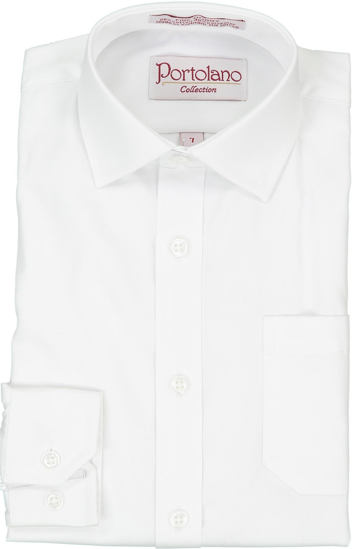 Portolano Boys Long Sleeve White Textured Dress Shirt - 2630