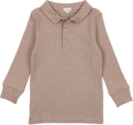 Lil Legs Ribbed Fashion Collection Boys Long Sleeve Polo Shirt