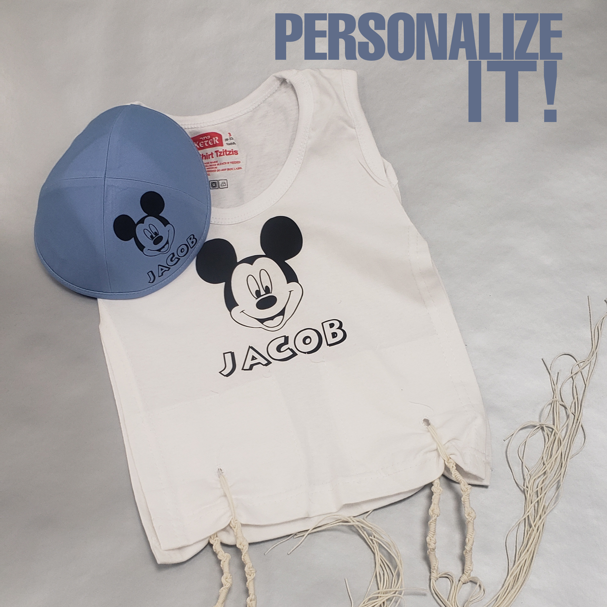 ShirtStop Boys Custom Tzitzis with Vinyl Name and Design