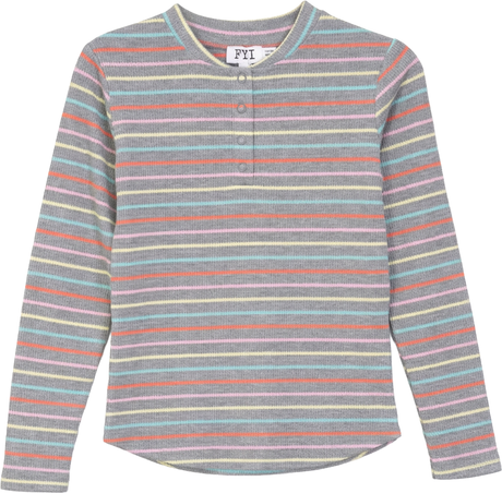 FYI Girls Waffle Henley Long Sleeve T-shirt - SB6CP7341A