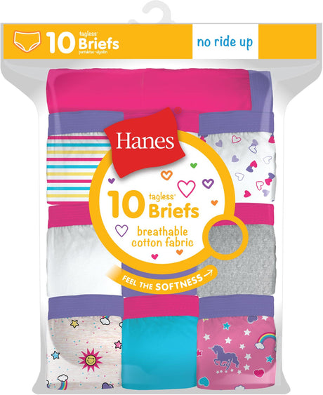 Hanes Girls Assorted Briefs 10 Pack - GP10BR