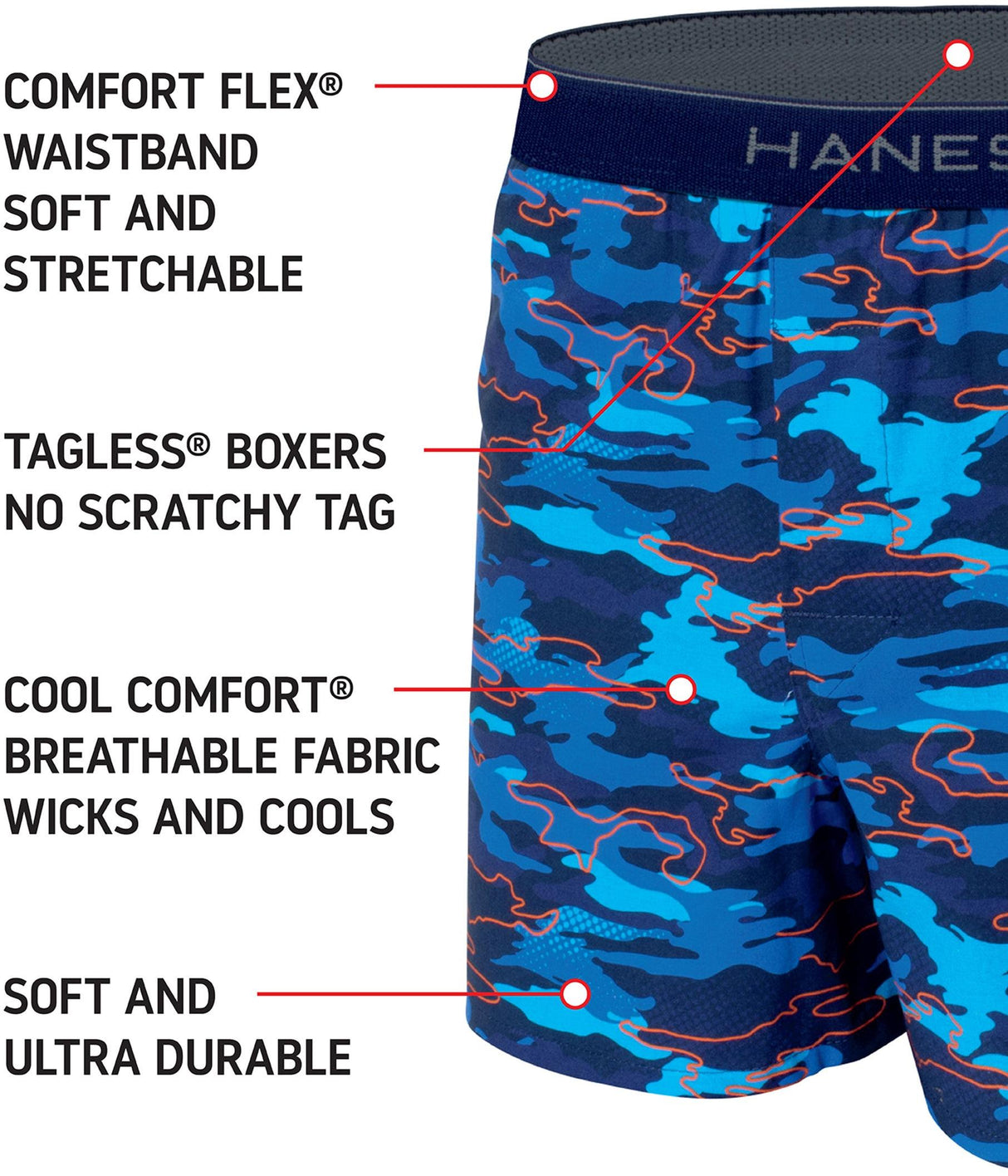 Hanes Boys Assorted Boxers - 5 Pack - B841A5