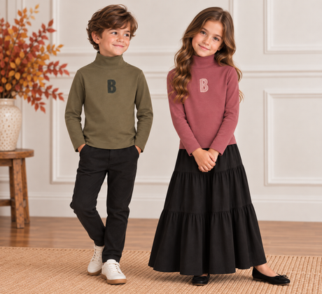 Bonjoy Boys Girls Corduroy Detail Turtleneck - TW26012TU