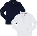 French Toast Girls Long Sleeve Polo with Picot Collar - SA9424