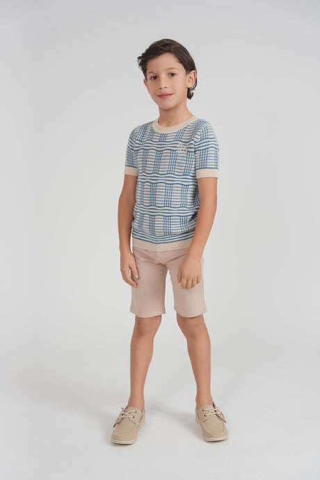 Hopscotch Boys Plaid Knit Short Sleeve Sweater - SB6CP7352