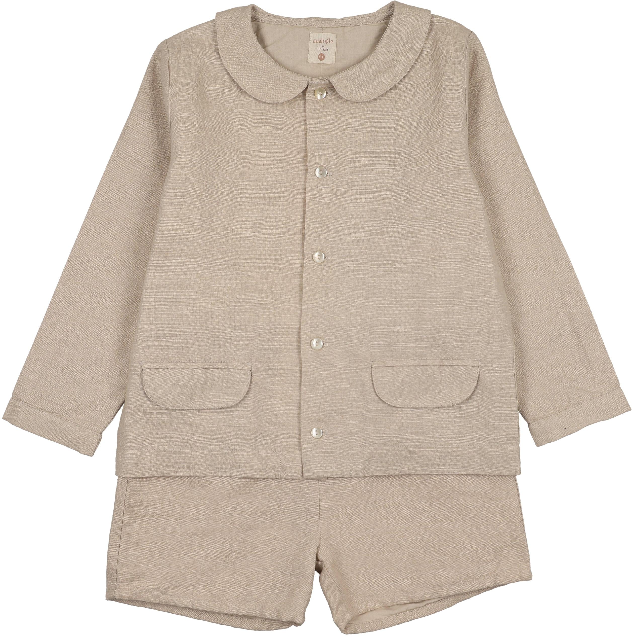 Analogie by Lil Legs Embroidered Linen Collection Boys Suit Outfit