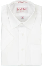 Portolano Boys Short Sleeve White Textured Dress Shirt - 2632
