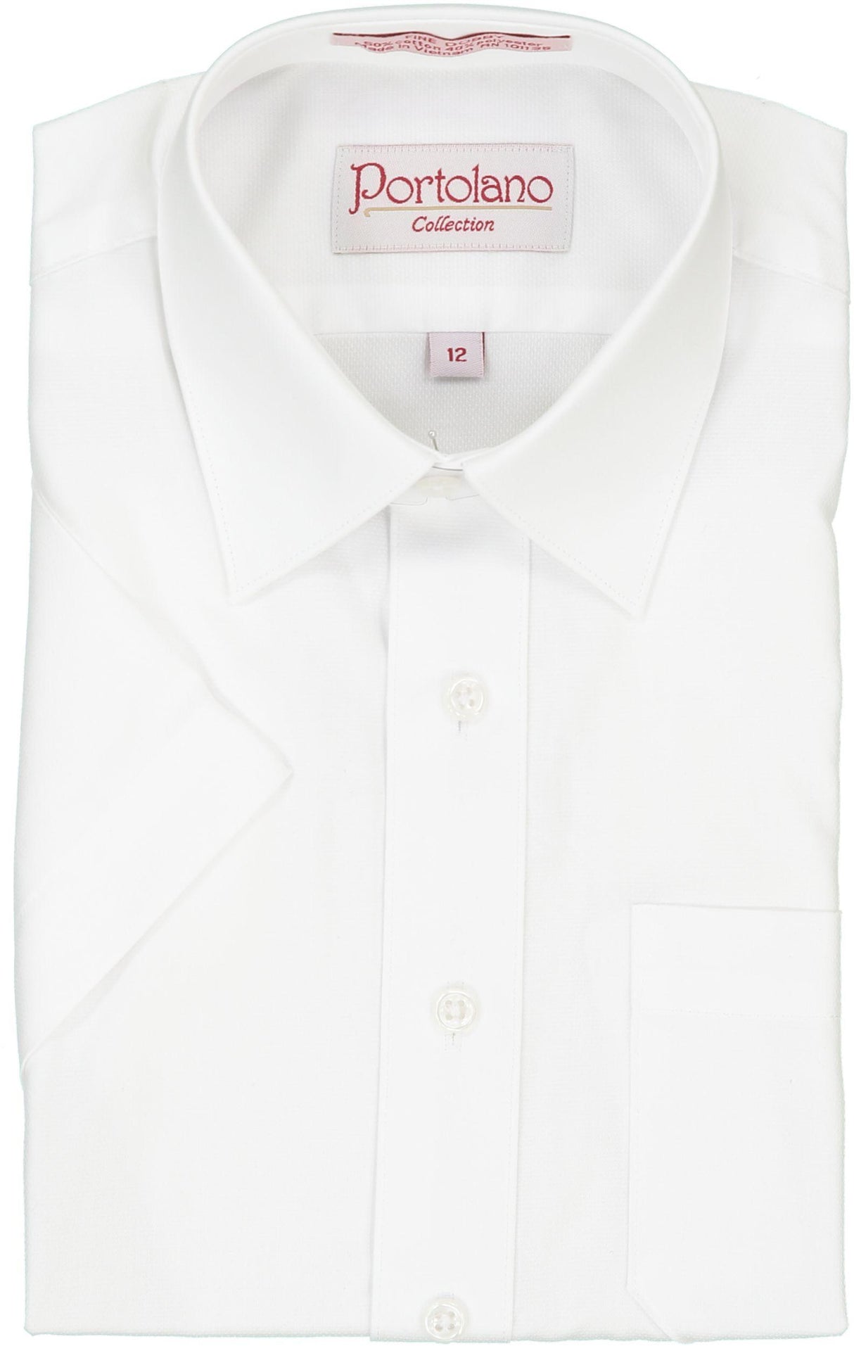 Portolano Boys Short Sleeve White Textured Dress Shirt - 2632