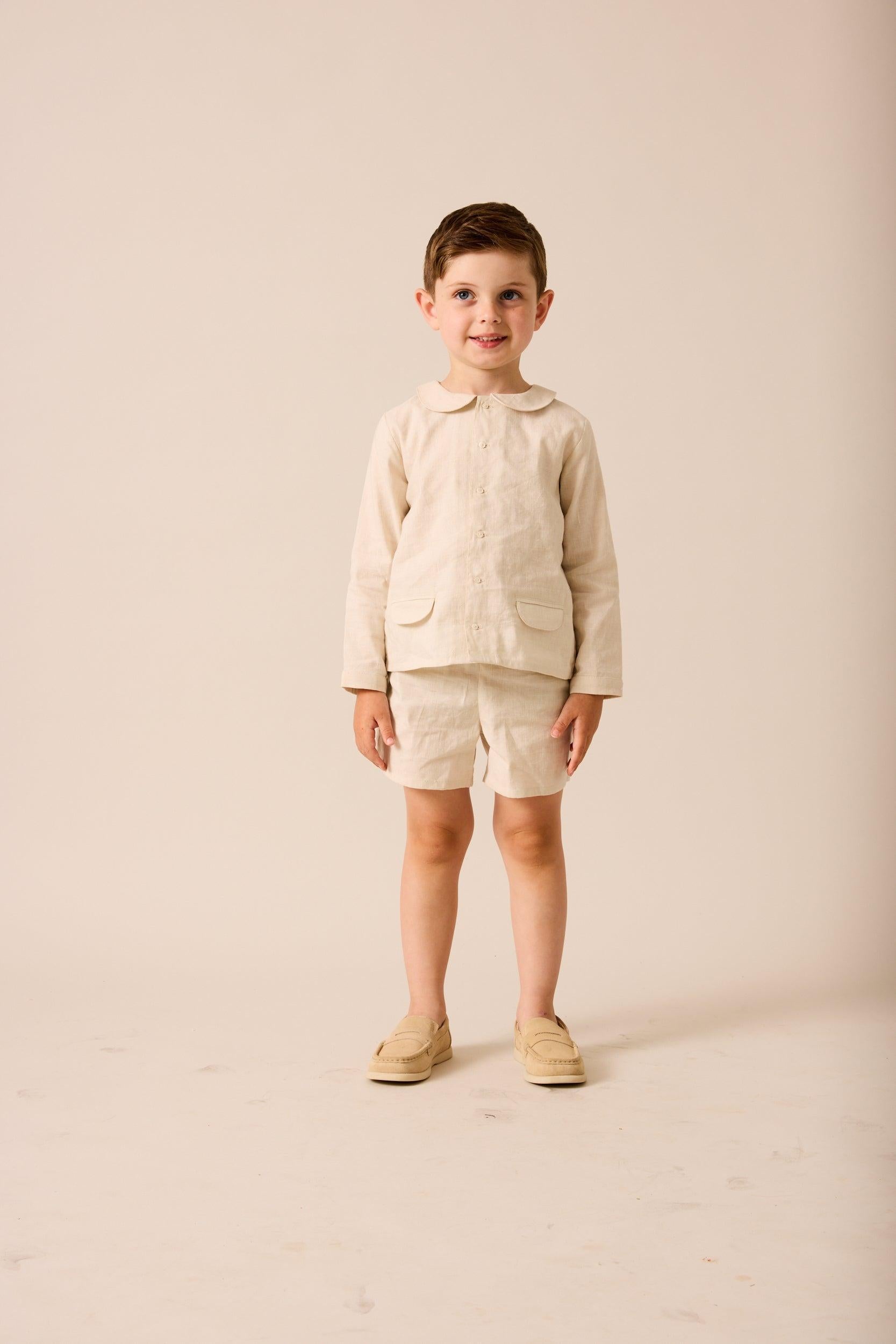 Analogie by Lil Legs Embroidered Linen Collection Boys Suit Outfit