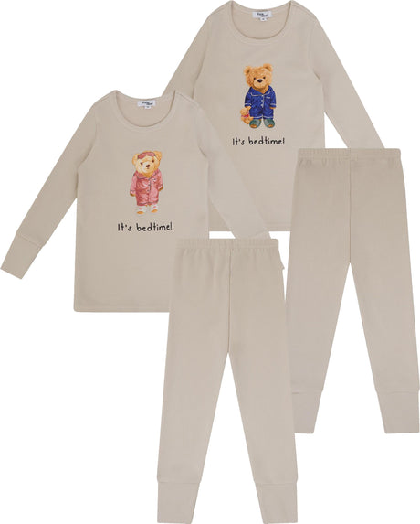 Pixie Label Boys Girls Sleepy Teddy Cotton Pajamas - 40130