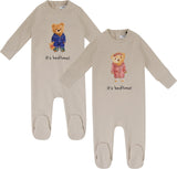 Pixie Label Baby Boys Girls Sleepy Teddy Cotton Footie - 40133