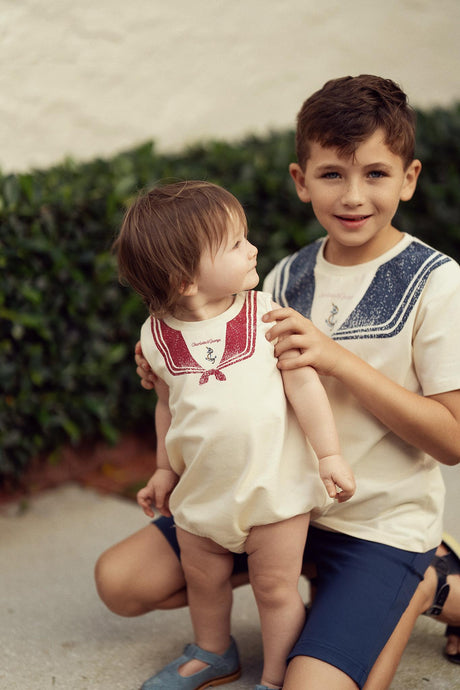 Charlotte & George Baby Boys Girls Sailor Romper - SB6CP7393B