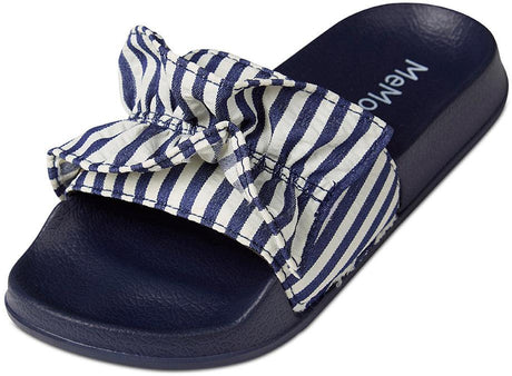 Memoi Ruffle Stripe Slides - MKS-0035