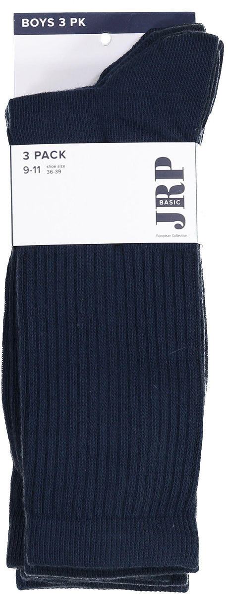 JRP Boys Midcalf Ribbed Socks 3 Pack - M3RIB