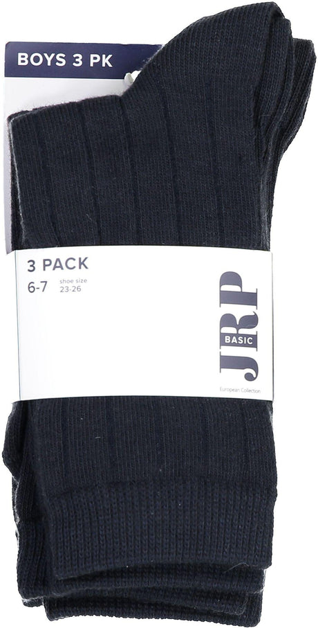 JRP Boys Midcalf Wide Ribbed Dress Socks 3 Pack - M3WRIB