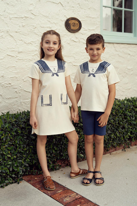 Charlotte & George Girls Sailor Dress - SB6CP7393D
