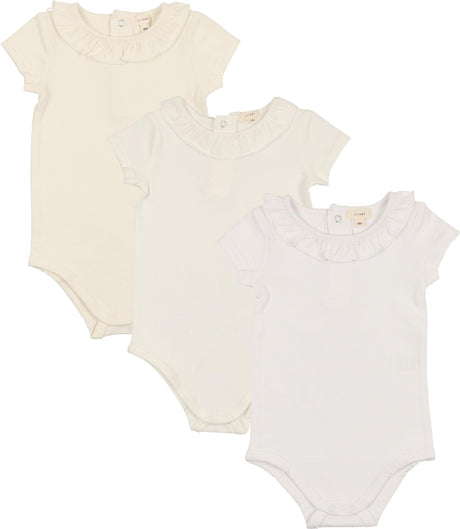 Lil Legs Bamboo Collection Girls Shabbos Layering Ruffle Short Sleeve Bodysuit Onesie - COLO