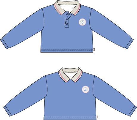 Analogie by Lil Legs Boating Crew Collection Girls Patch Long Sleeve Polo - BCPGP