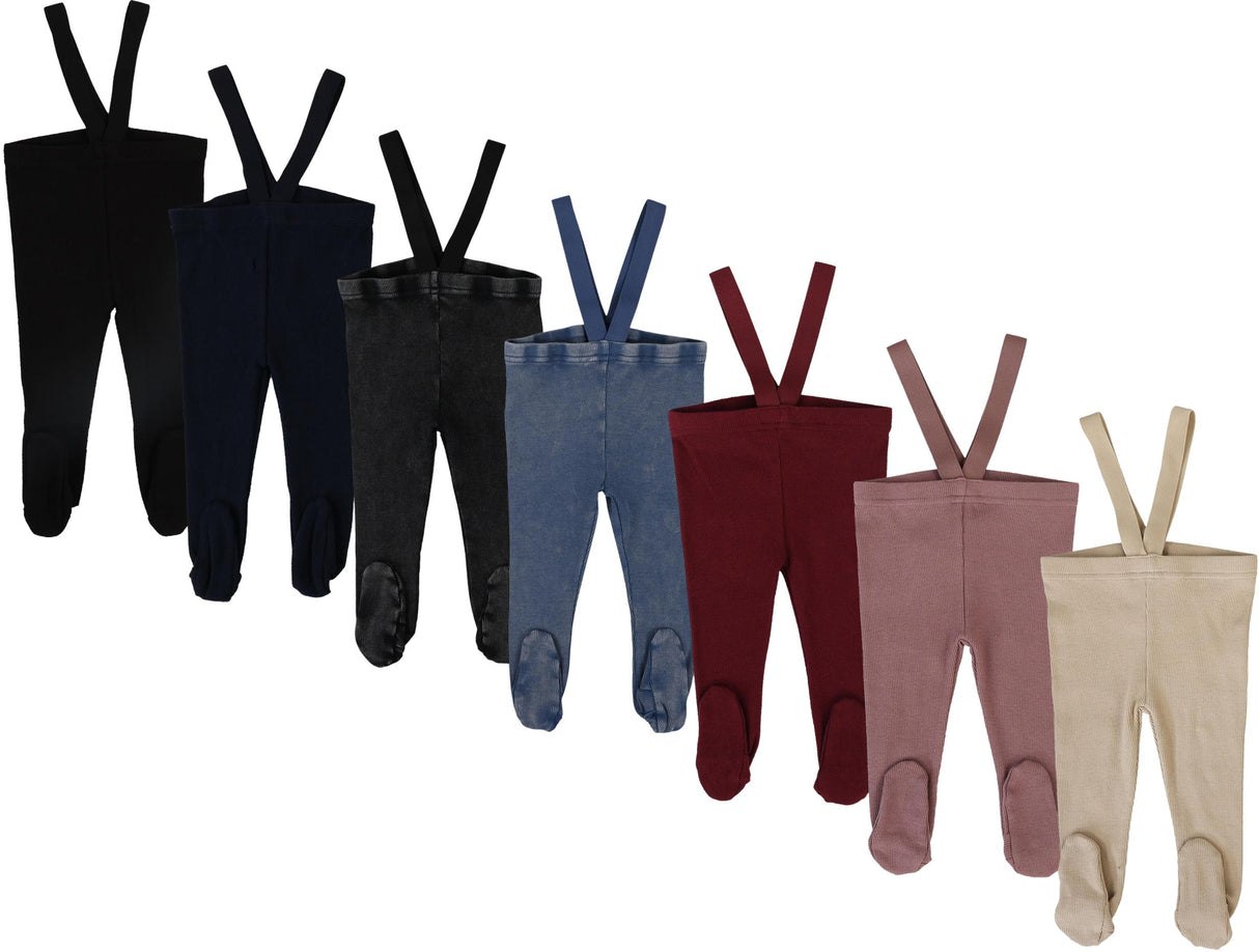 Lil Legs Ribbed Basic Collection Baby Toddler Boys Girls Footed Suspender Legging - SLGF
