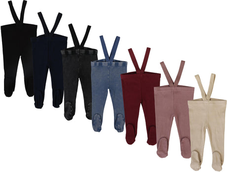 Lil Legs Ribbed Basic Collection Baby Toddler Boys Girls Footed Suspender Legging - SLGF