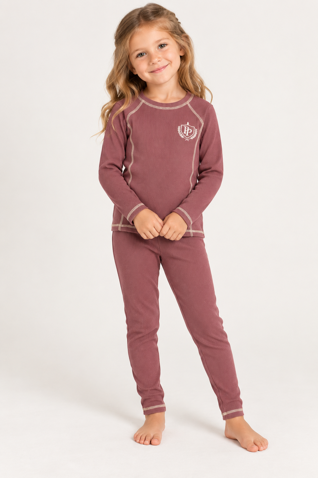 Purple Panda Boys Girls Ribbed Cotton Pajamas - PF-BX-261404