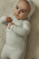 Bebe Bella Baby Boys Girls Eyelet Overlay Cotton Footie & Bonnet Set - SB6CY2911