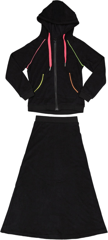 LandsKID Girls Neon Zippered Lightweight Terry Outfit - BR2-NEON