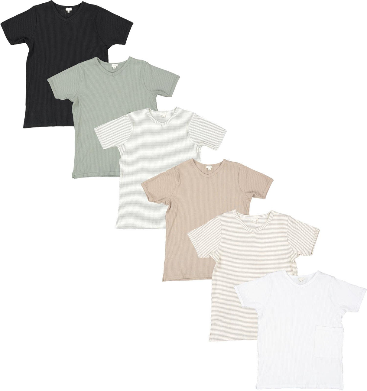 Lil Legs Ribbed Fashion Collection Boys Short Sleeve V-Tee T-shirt